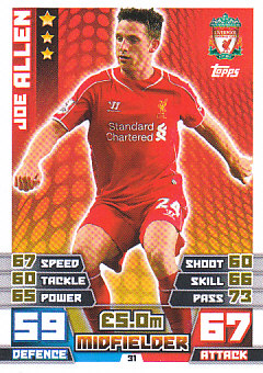 Joe Allen Liverpool 2014/15 Topps Match Attax #31